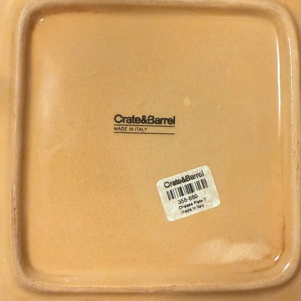 Crate and Barrel Set of 4 Italian Ceramic Appetizer Plates 7 x 7 Inch